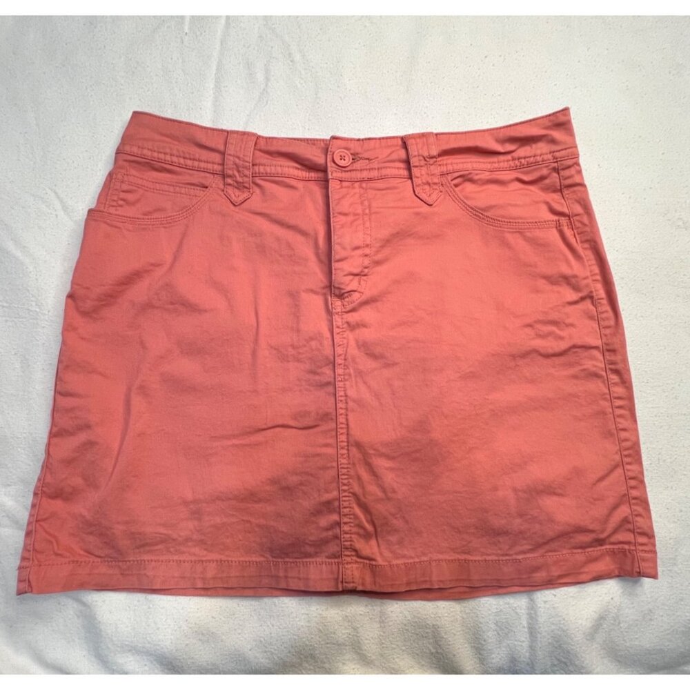 St. Johns Bay Women Coral Denim Skort Size 12 Golf Tennis Casual Comfort Hiking